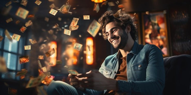 Dealer kasino live membagikan kartu dalam permainan blackjack dengan pemain yang antusias
